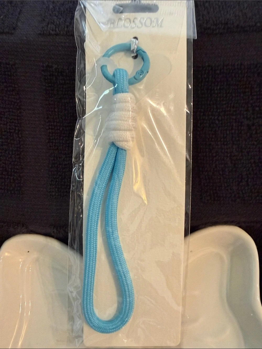 Light Blue & White Rope Keychain Key Holder